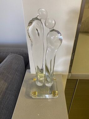 Handblown Art Glass "Couple" Sculpture-12"-Signed by Artist Robert Petrie Kramer